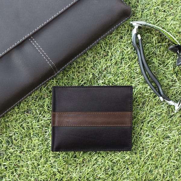 Wombat English Hide Leather Wallet Black/Brown - Image 7