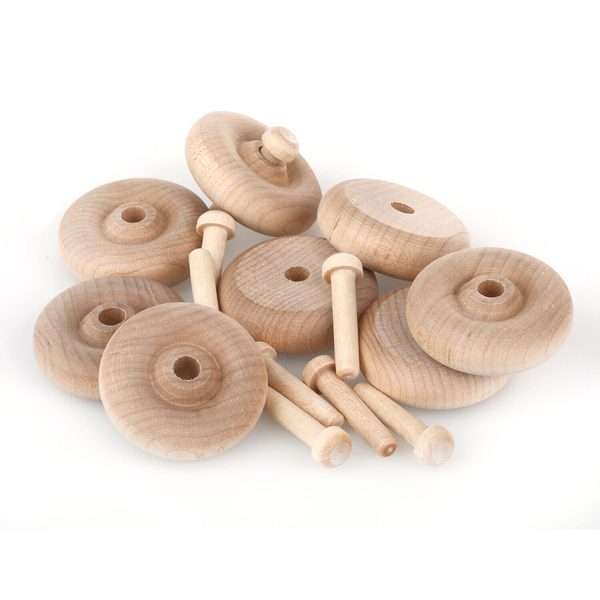 222 Wooden Wheel Pack of 8 including axles 2 25mm / 1.0" Wooden Wheel – Pack of 8 including axles