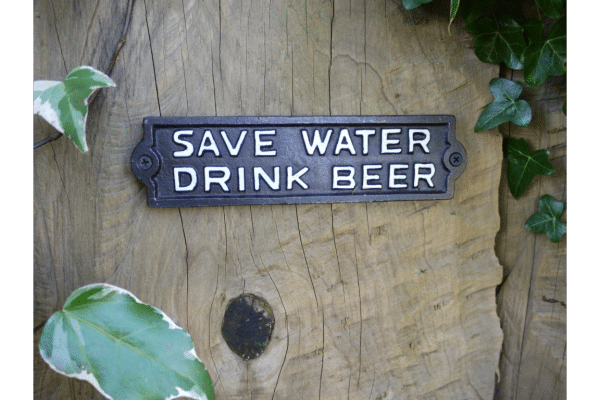 22cm Cast Iron Save Water Drink Beer Wall Sign