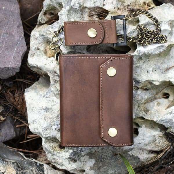 Wombat English Hide Leather Biker Wallet - Brown