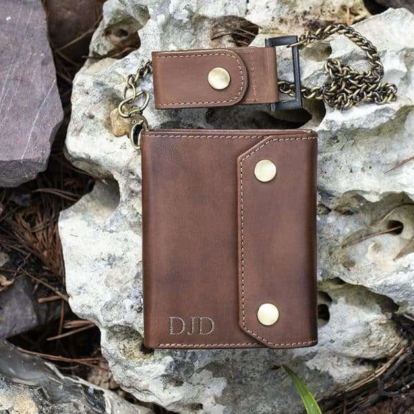 Wombat English Hide Leather Biker Wallet - Brown - Image 10