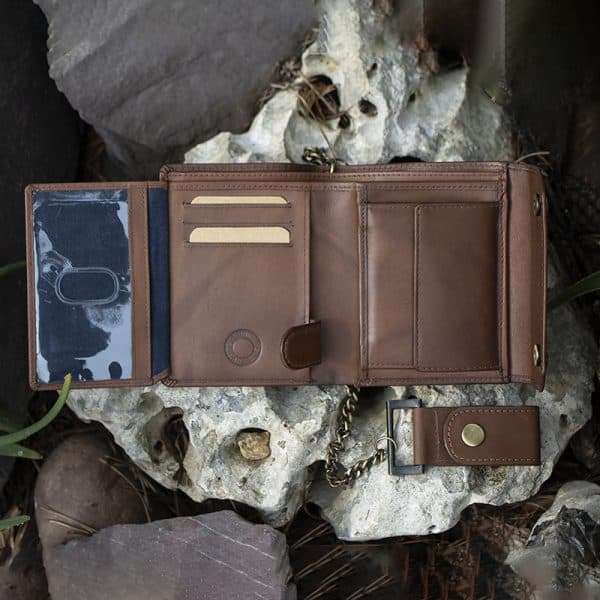 Wombat English Hide Leather Biker Wallet - Brown - Image 3