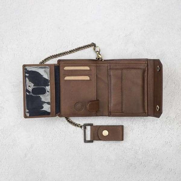 Wombat English Hide Leather Biker Wallet - Brown - Image 6