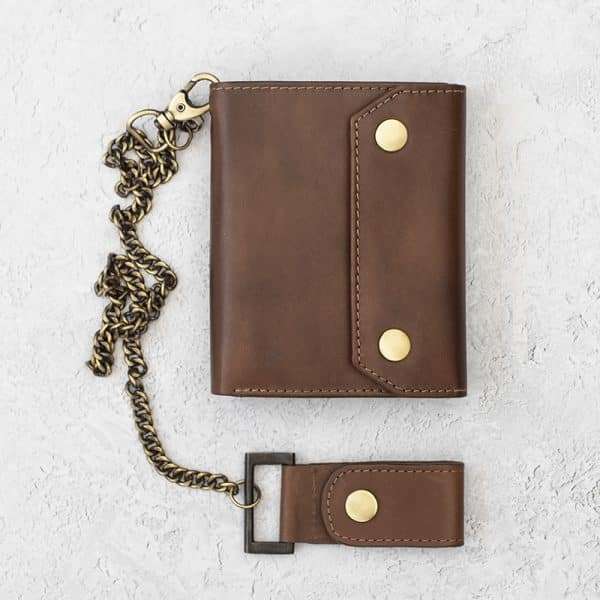 Wombat English Hide Leather Biker Wallet - Brown - Image 7