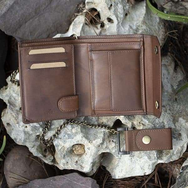Wombat English Hide Leather Biker Wallet - Brown - Image 2