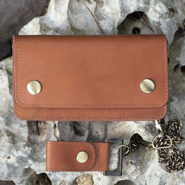 Wombat English Hide Leather Biker Wallet - Tan