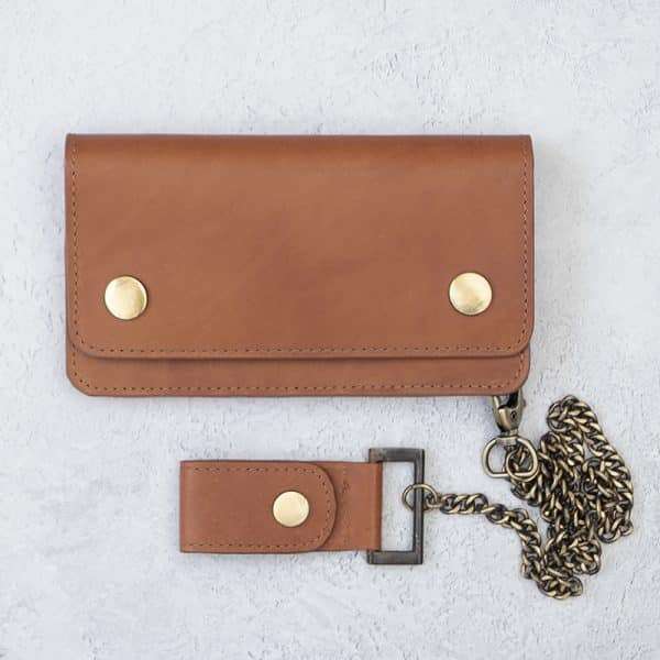 Wombat English Hide Leather Biker Wallet - Tan - Image 7