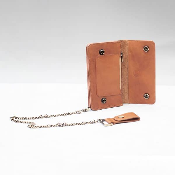 Wombat English Hide Leather Biker Wallet - Tan - Image 3