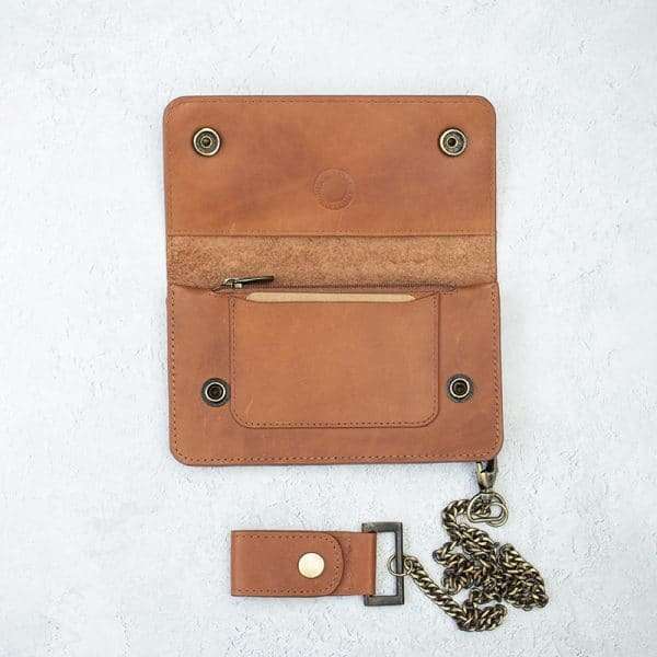 Wombat English Hide Leather Biker Wallet - Tan - Image 4