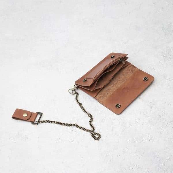 Wombat English Hide Leather Biker Wallet - Tan - Image 5
