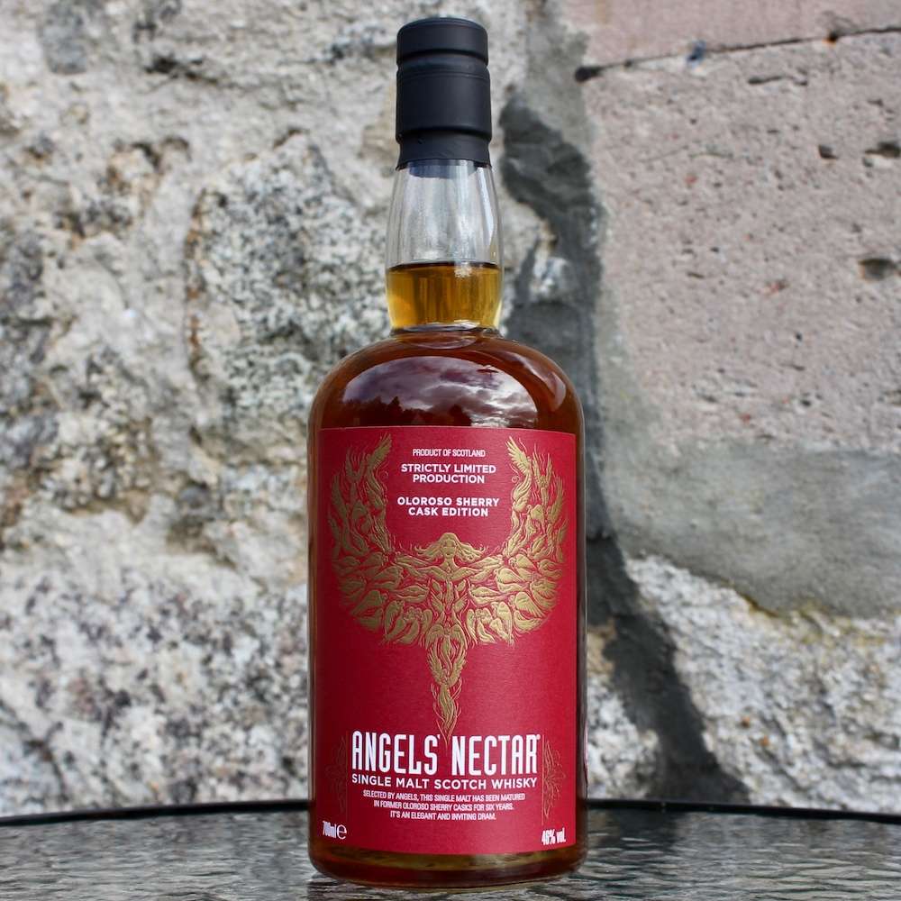 a bottle of Angels' Nectar Oloroso Sherry Cask Edition single malt whisky bottled at 46%