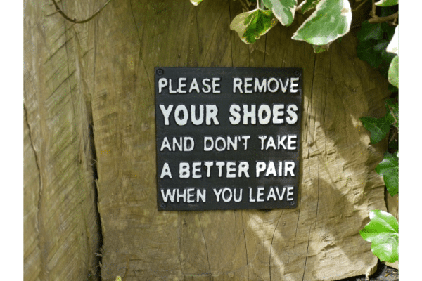 Cast iron Please Remove Your Shoes Sign