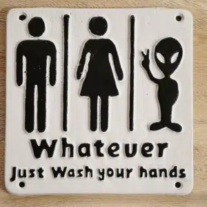 Cast Iron Funny Toilet Sign 'Whatever - Just Wash Your Hands'