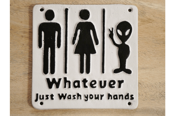 Cast Iron Funny Toilet Sign 'Whatever - Just Wash Your Hands'