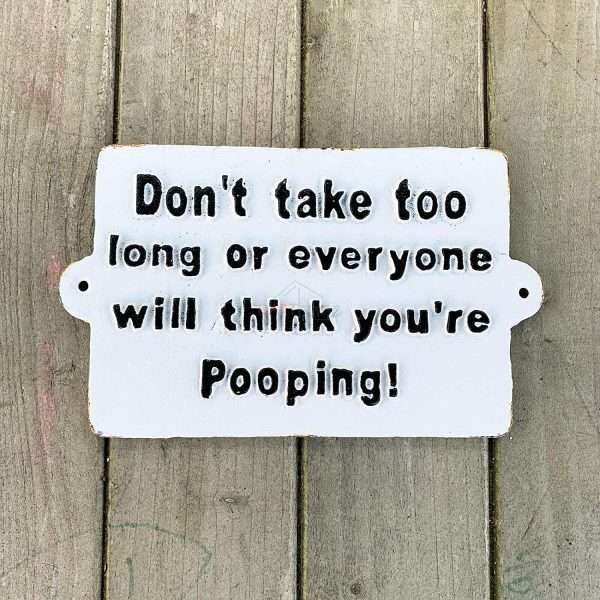 Cast Iron Toilet Funny Pooping Novelty Sign