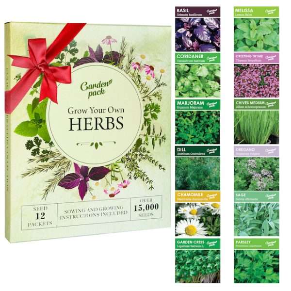 Herbs 1 Growing all kinds of herbs has never been this quick & easy. <strong>What's included:</strong> <ul> <li>12 Herbs seeds varieties - Botanicals, for Cooking, Remedies & Medicines, Homemade Skincare; - approximately 15,000 seeds!</li> <li>Sowing and Growing instructions</li> <li><span style="font-weight: 400">Large letter postal box (low shipping fees)</span></li> </ul> <strong>OUR BEST VALUE GARDENING KIT</strong> everything you need to start growing your own fresh herbs!  