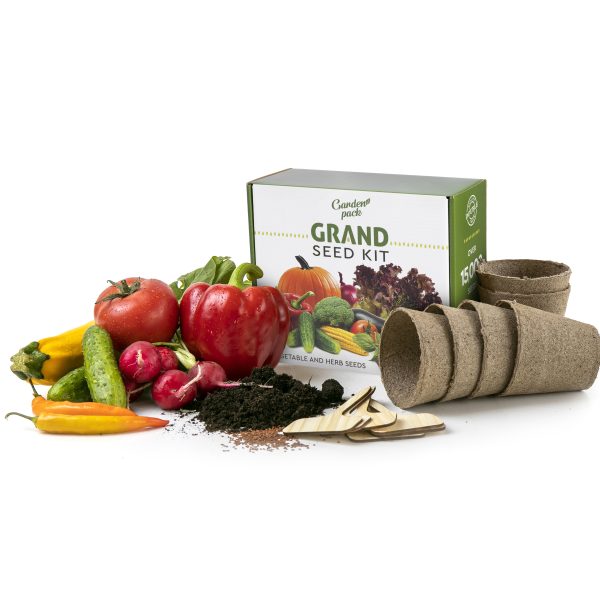6 scaled <span style="font-weight: 400">Our experts at Garden Pack, have equipped the Grand Seed Growing Kit with premium-quality seeds and garden accessories. Packed in a Gardening Seed Box, this all-in-one starter kit that makes a unique and thoughtful gift to learn how to NURTURE and GROW seeds.</span>   <strong>What's included:</strong> <ul> <li id="title" class="a-size-large a-spacing-none"><span id="productTitle" class="a-size-large product-title-word-break">30 carefully selected SEED PACKETS;</span></li> <li id="title" class="a-size-large a-spacing-none"><span id="productTitle" class="a-size-large product-title-word-break">6 Biodegradable Peat Pots & 6 bamboo plant markers;</span></li> <li id="title" class="a-size-large a-spacing-none"><span id="productTitle" class="a-size-large product-title-word-break">Durable GARDENING GLOVES with removable claws;</span></li> <li>Easy to follow growing guide;</li> </ul>   <strong>OUR BEST VALUE GARDENING KIT</strong> to save money, reduce your carbon footprint & celebrate the natural powers of plants with your own vegetable plants & seeds.