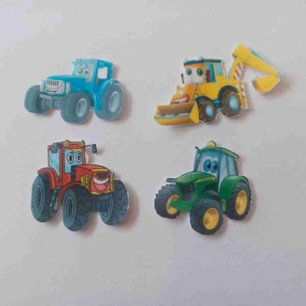 cartoon tractors edible cupcake toppers