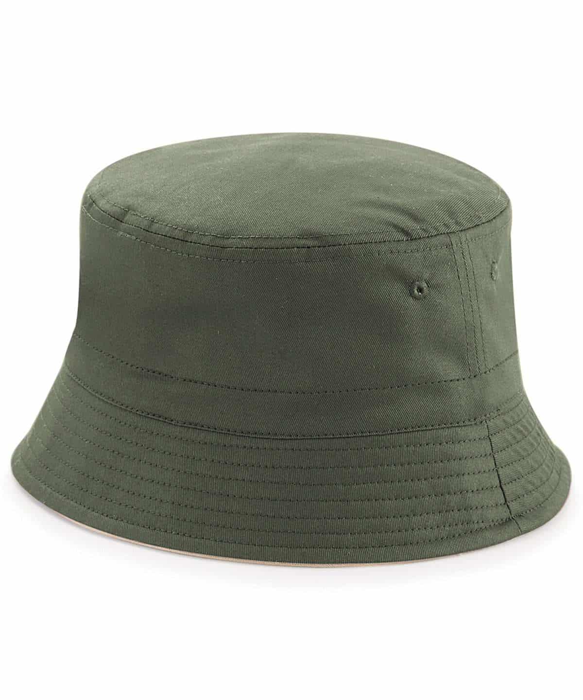 BC686 OliveGreen Stone FT Bucket Hat with Pheasant embroidery logo. Available in French Navy / White underside, Olive Green / Stone underside & Black / Light Grey Underside 100% Cotton Twill Short brim. Stitched ventilation eyelets. BSCI certified. Reach certified.