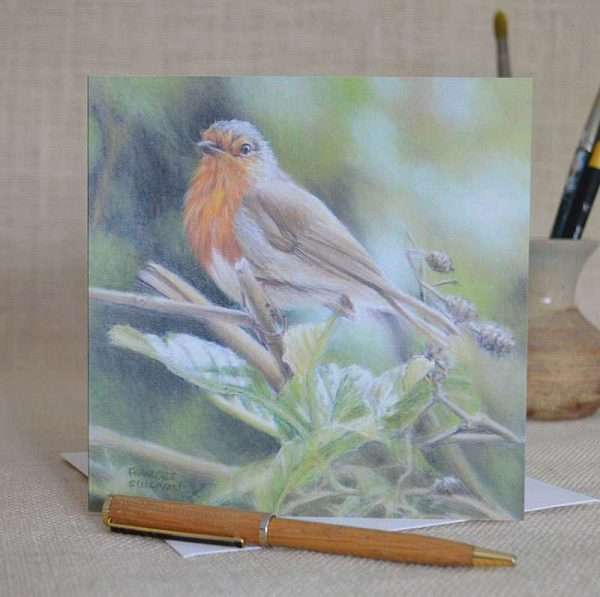 Country Robin Greetings Card with white envelope viewed upright