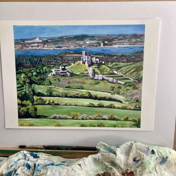 Signed Print - Corfe Castle From Chettle