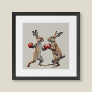 Sparring Hares Country Wall Art Prints