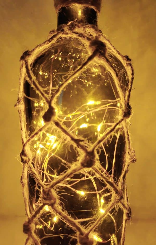 Braided Green Glass Bottle Lamp - Image 2