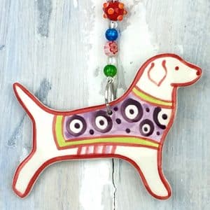 Ceramic dog hanging decoration