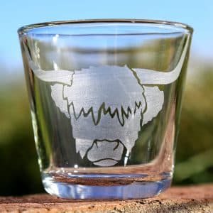 Set of 3 Highland Cow etched glass t-light holder