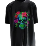 T3P Fluorescent Green Skull T-Shirt Front