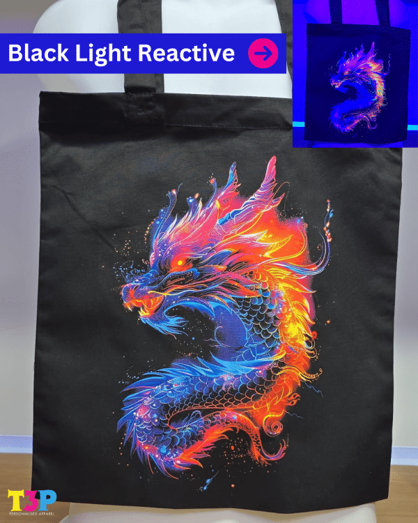 Blacklight Reactive Dragon DTF Bag