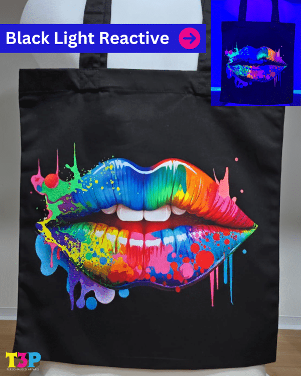 Blacklight Reactive Lips DTF Bag