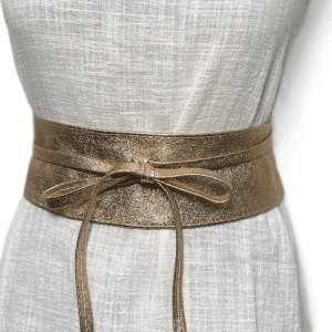 Metallic Bronze Obi belt soft genuine leather wrap belt