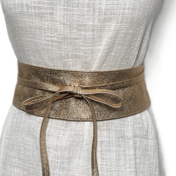 Metallic Bronze Obi belt soft genuine leather wrap belt