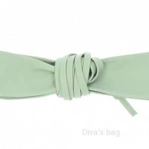 Pale Mint Green Wide Obi Belt in Genuine Leather