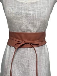 Dusky Pink Genuine Leather Obi Wrap Belt