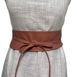 Dusky Pink Genuine Leather Obi Wrap Belt