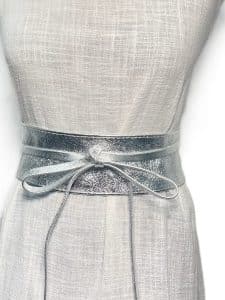 Metallic Silver Obi Wrap Belt