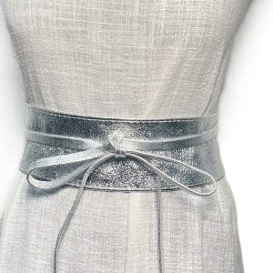 Metallic Silver Obi Wrap Belt
