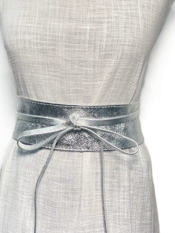 Metallic Silver Obi Wrap Belt